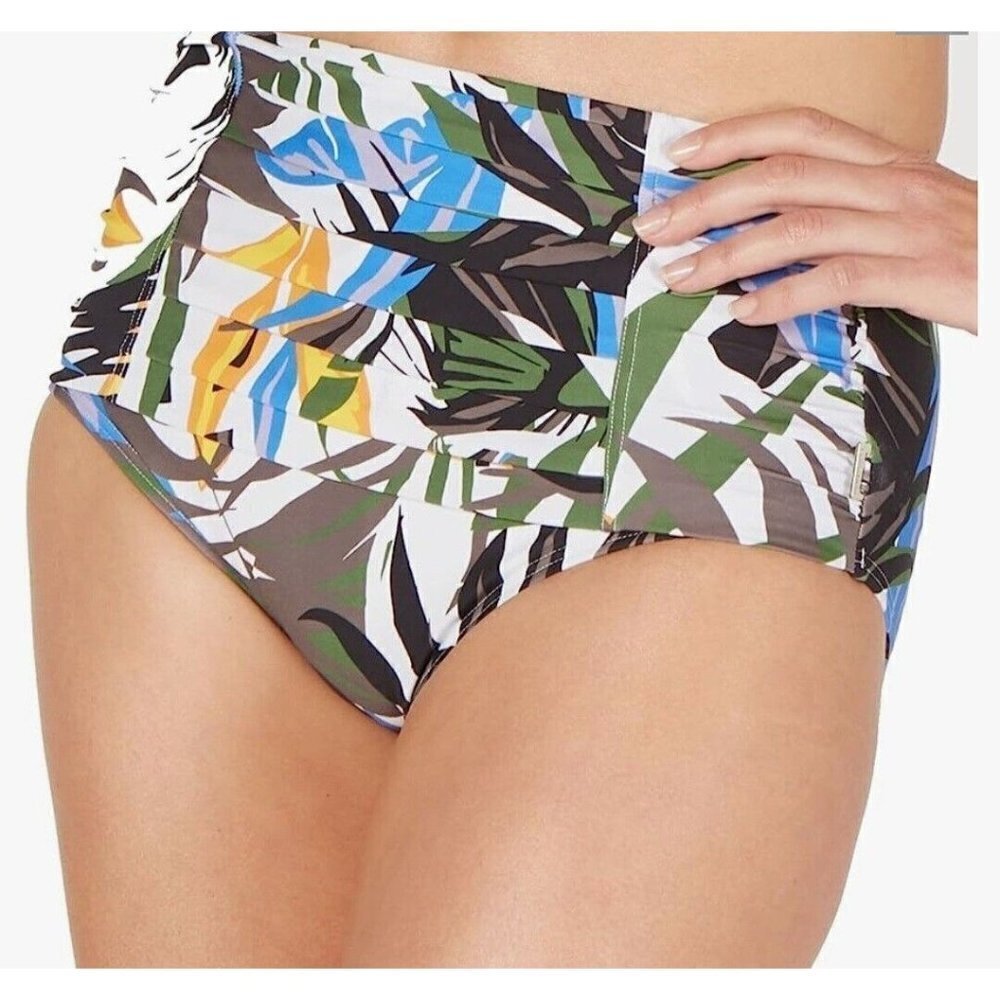 CALVIN Klein Standard Pleated High Waist Bikini Bottom. Size Small.  NWT $58
